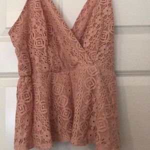 Dusty Pink Spaghetti Strap Peplum Top